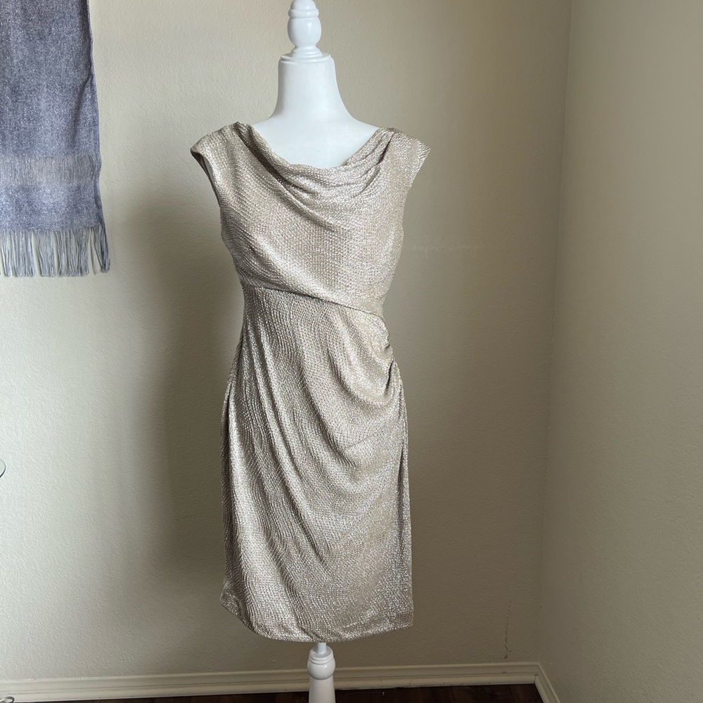 Lauren by Ralph Lauren Gold Drape Dress
